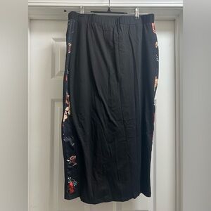 SHEIN Black Maxi Skirt with Floral Design